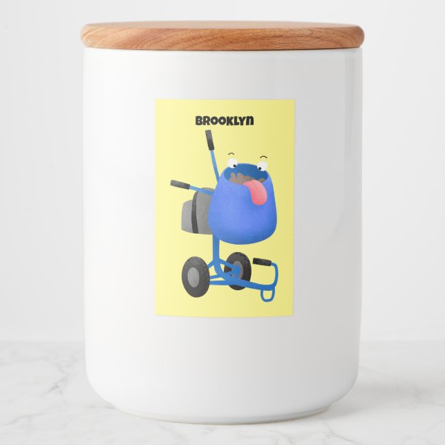 Blauer Zementmischer Cartoon Lebensmitteletikett (Vorderseite)