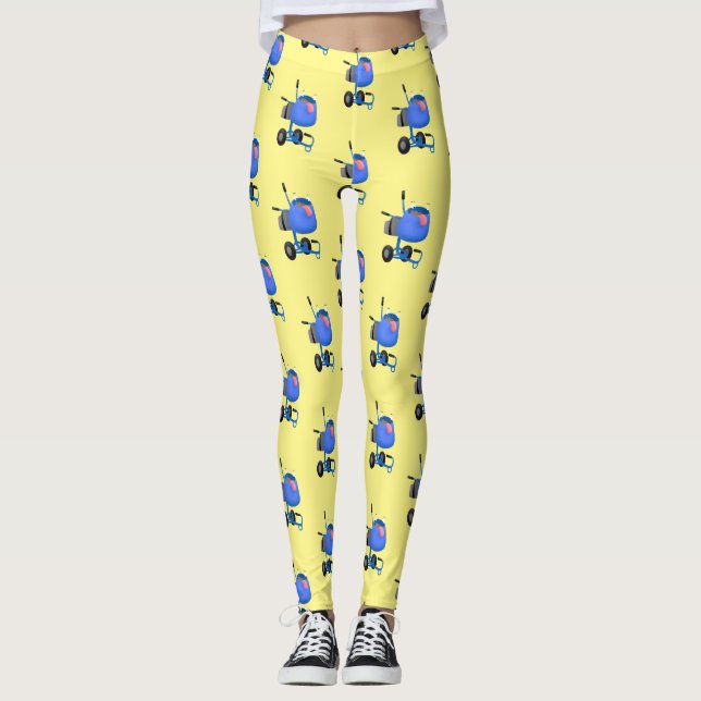 Blauer Zementmischer Cartoon Leggings (Vorderseite)