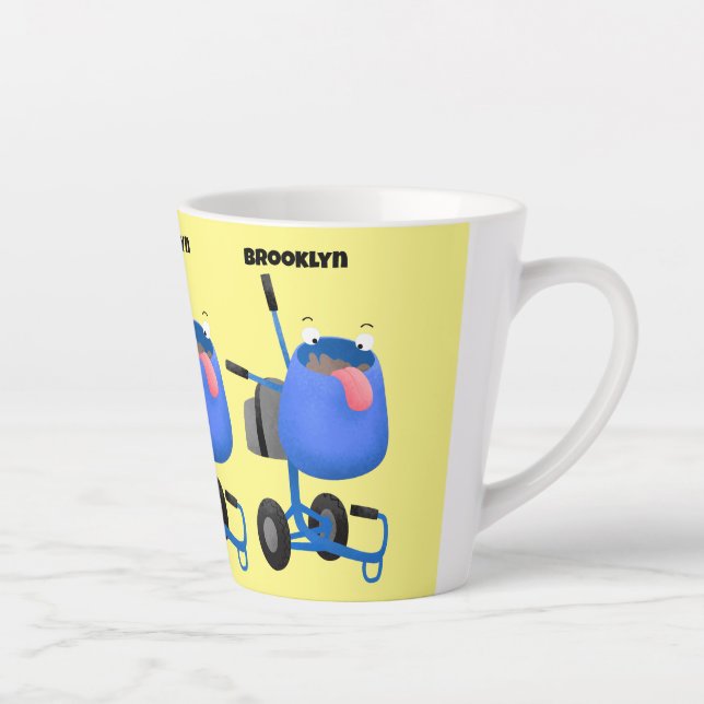Blauer Zementmischer Cartoon Milchtasse (Rechts)