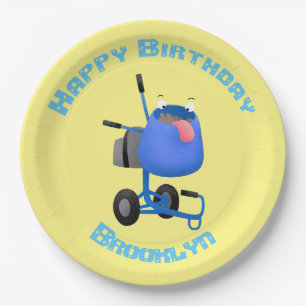 Blauer Zementmischer Cartoon Pappteller