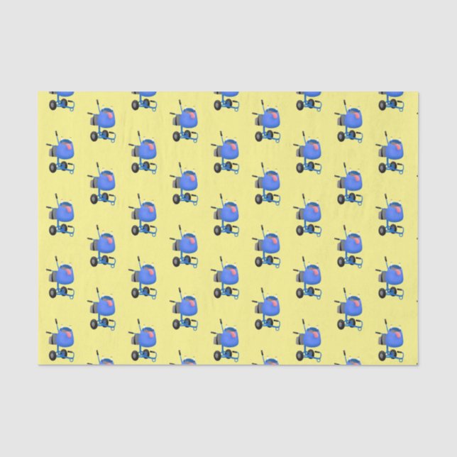 Blauer Zementmischer Cartoon Seidenpapier (Vorderseite)