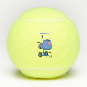 Blauer Zementmischer Cartoon Tennisbälle