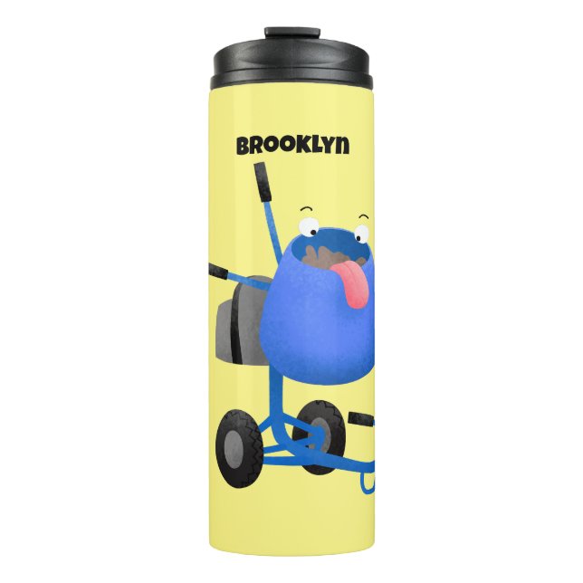 Blauer Zementmischer Cartoon Thermosbecher (Vorderseite)