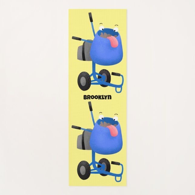 Blauer Zementmischer Cartoon Yogamatte (Vorderseite)