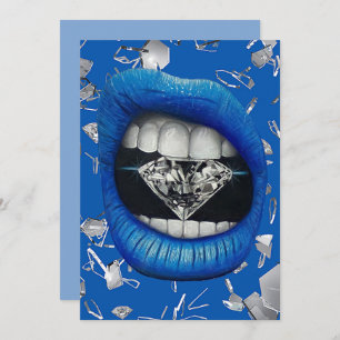 Blauer, zerbrochenes Glas und Diamanten Tasche dan Dankeskarte