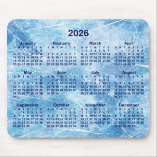 Blauer zerkratzter Eis-Kalender 2026 Mousepad