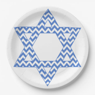 Blauer Zickzack Star von David Hanukkah Pappteller