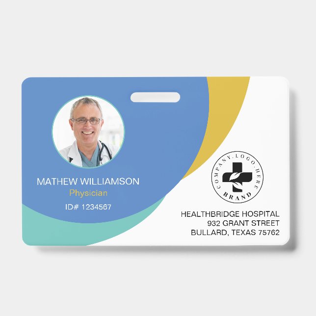 Blauer Zirkel| Medizinische Foto-ID und Logo Ausweis (Vorderseite)