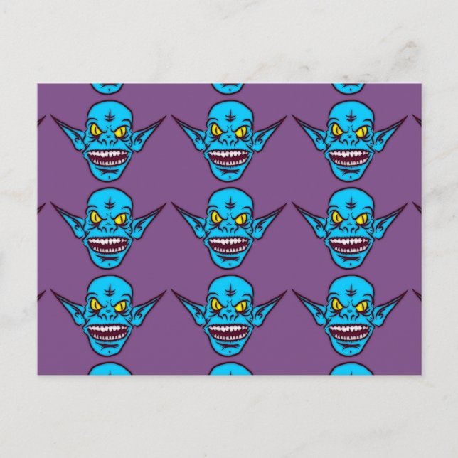 Blauer Zombie-Troll-Dämon Postkarte (Vorderseite)