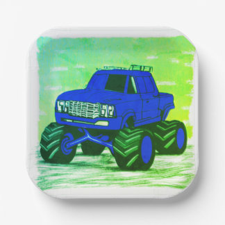 Blauer Zorn: Der Monster Truck Pappteller