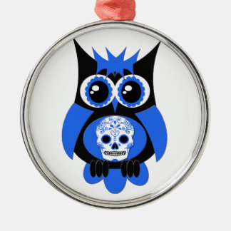 Blauer Zucker Schädelhorn Ornament Aus Metall
