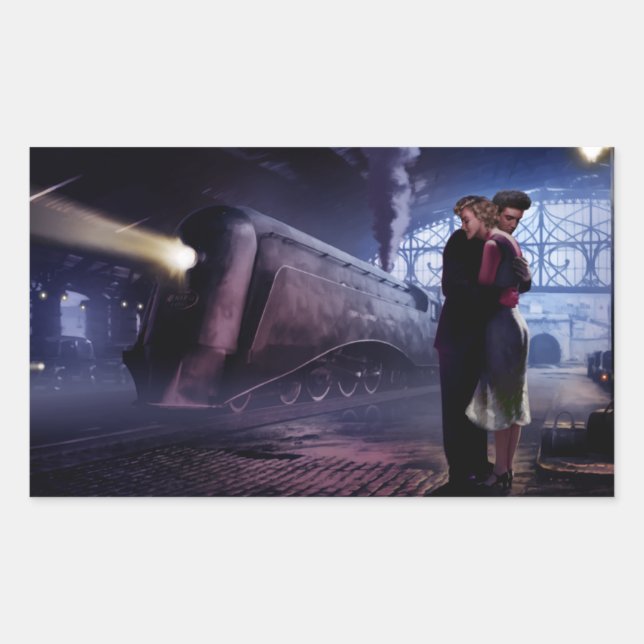 Blauer Zug Rechteckiger Aufkleber (Vorderseite)