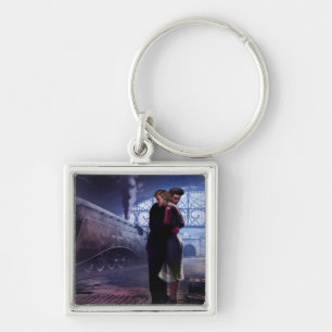 Blauer Zug Schlüsselanhänger