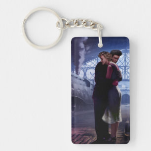 Blauer Zug Schlüsselanhänger