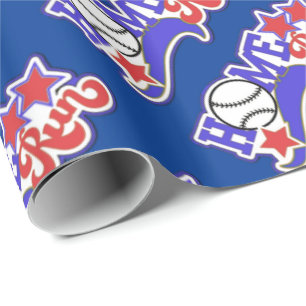 Blauer Zuhause-Laufbaseball Geschenkpapier