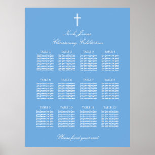 Blaues 12-Tisch-Tauf-Sitzplan-Poster Poster