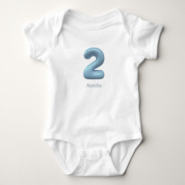 Blaues 3D-Nummern-2-Babysuit - 2 Monate Baby Strampler (Vorderseite)