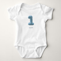 Blaues 3D-Nummern-Body 1 - 1 Monat Baby