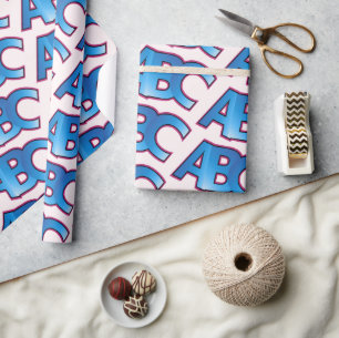 Blaues ABC-Alphabet-Blockmuster Geschenkpapier
