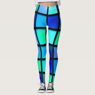 BLAUES ABSTRAKT PATTER YOGA PANTS LEGGINGS