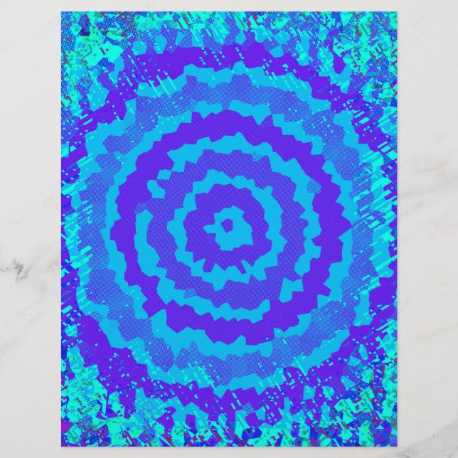 Blaues abstraktes Blumen-Scrapbook-Papier 2-seitig (Vorderseite)