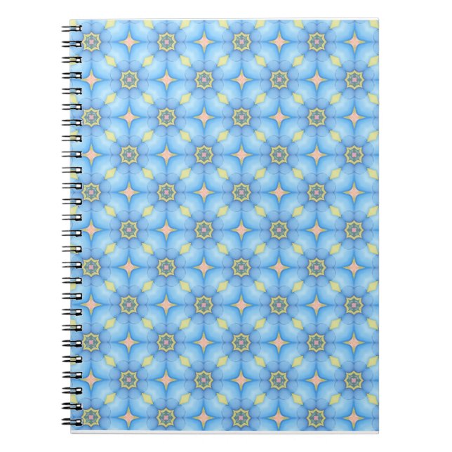Blaues Abstraktes Blumenmuster Notizblock (Vorderseite)
