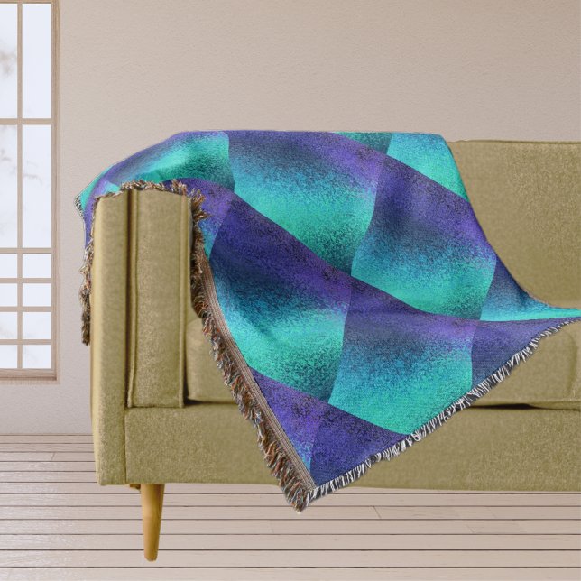 Blaues Abstraktes Diamantmuster Decke (Blue Abstract Diamond Pattern Throw Blanket)
