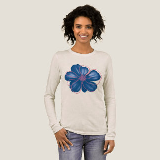 Blaues abstraktes florales Langarmshirt | Modern W Tri-Blend Shirt