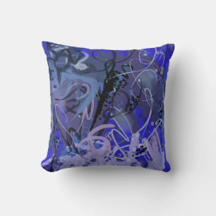 Blaues abstraktes Gemälde Kissen