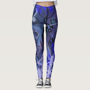 Blaues abstraktes Gemälde Leggings
