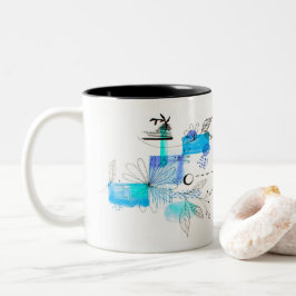 Blaues Abstraktes geometrisches Blau Zweifarbige Tasse
