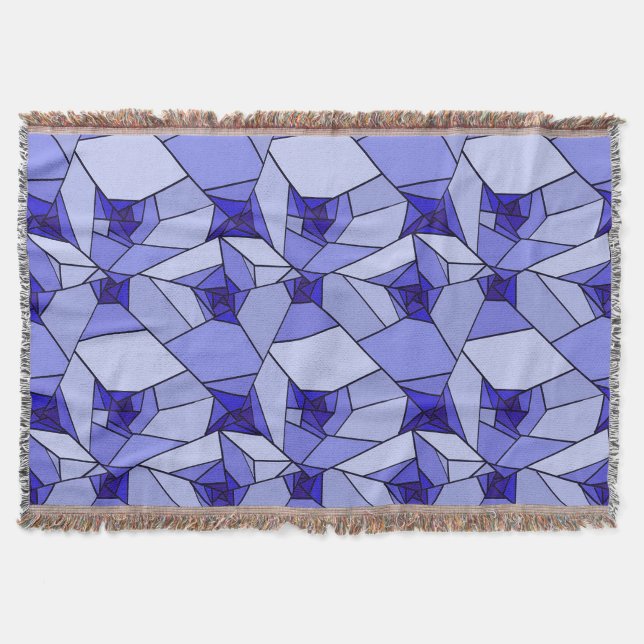 Blaues Abstraktes geometrisches Muster Decke (Vorderseite)