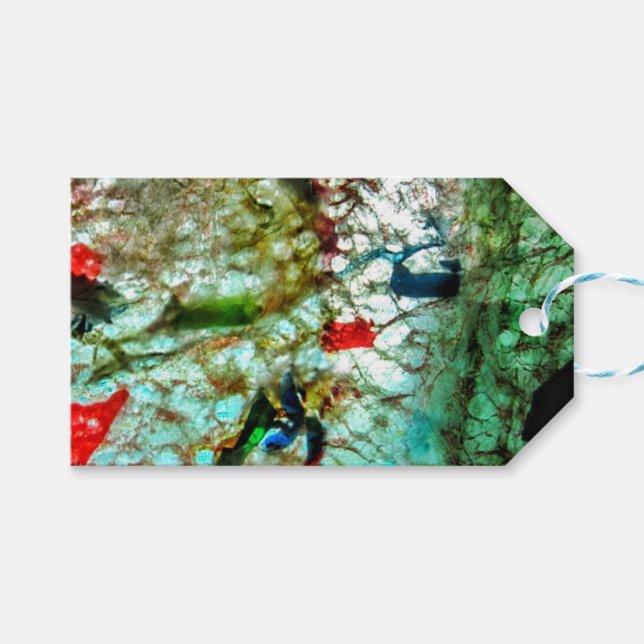 Blaues abstraktes Geschenketikett, Blaues abstrakt Geschenkanhänger (Vorderseite (Horizontal))