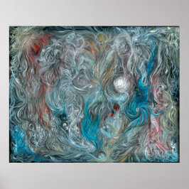 blaues abstraktes Leinenöl von Toby Mikle 2015 Poster