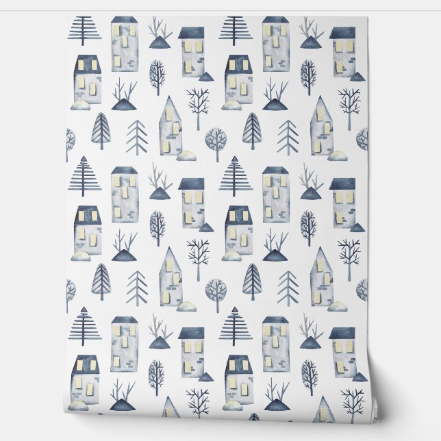 Blaues abstraktes Linienmuster Tapete (Abrollen)