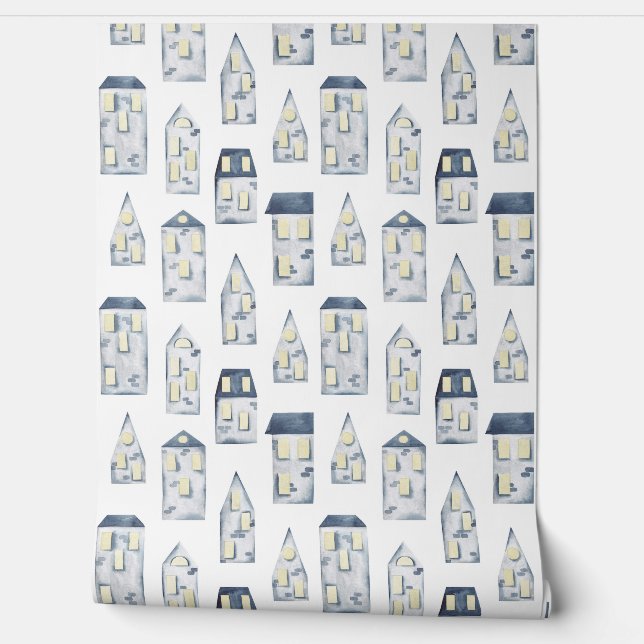 Blaues abstraktes Linienmuster Tapete (Abrollen)