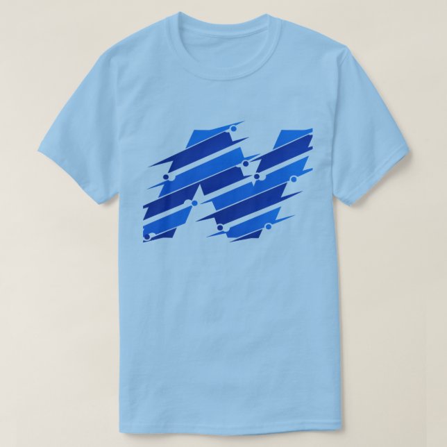 Blaues abstraktes Logo-T-Shirt | Moderne futuristi T-Shirt (Design vorne)
