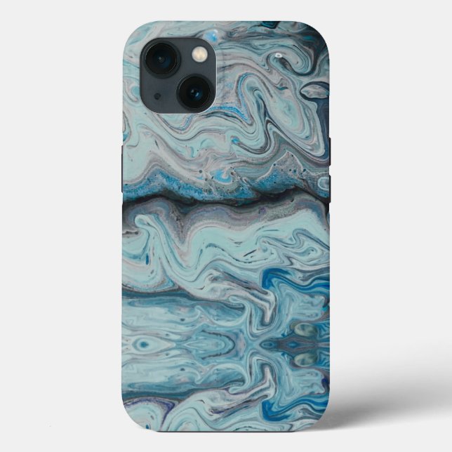 Blaues abstraktes Marmor-iPhone 13 Case. Case-Mate iPhone Hülle (Rückseite)