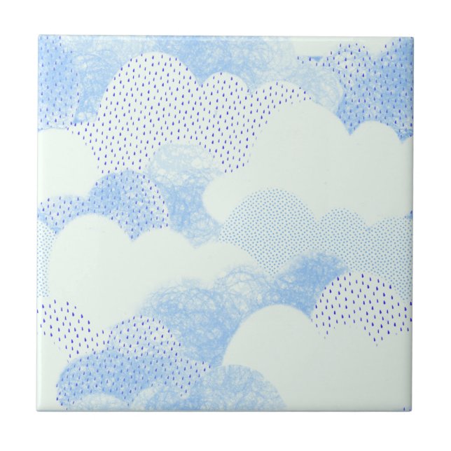 Blaues Abstraktes, modernes Regenwolkenmuster Fliese (Vorderseite)