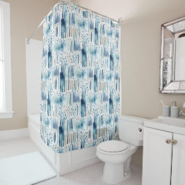 Blaues Abstraktes Muster für Wasserfarben Duschvorhang