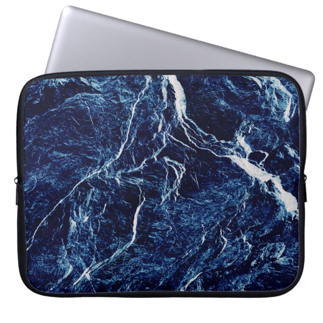 Blaues Abstraktes Muster Laptopschutzhülle (Vorderseite)