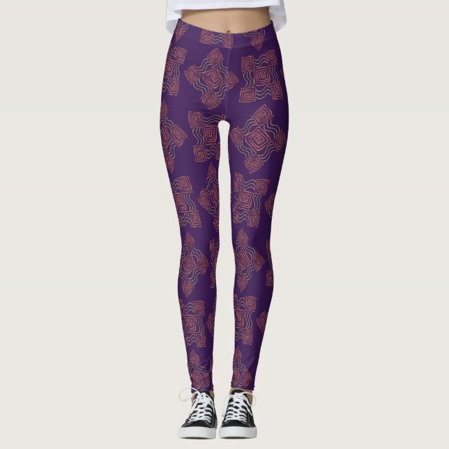 Blaues Abstraktes Muster Leggings (Vorderseite)