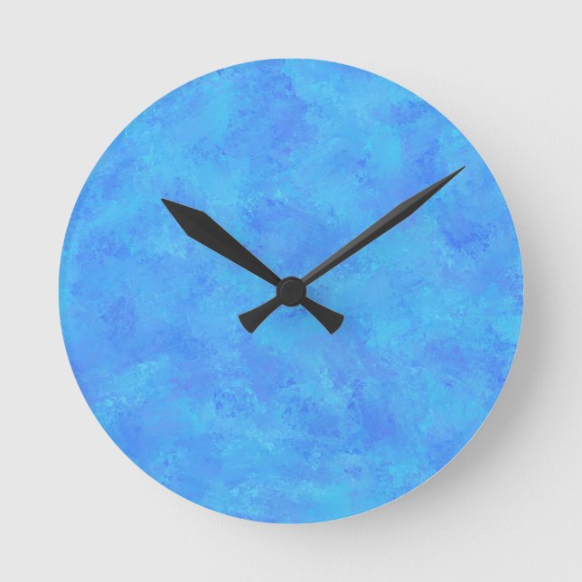 Blaues Abstraktes Muster Runde Wanduhr (Vorderseite)