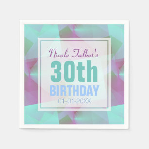 Blaues Abstraktes Pastell 30. Geburtstag Papa Napk Serviette