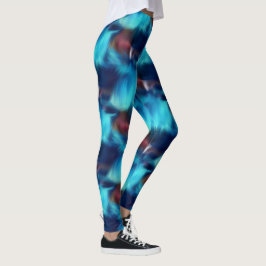 Blaues Abstraktes Pinselstrichmuster Leggings