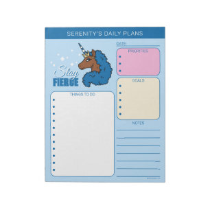 Blaues Afro Einhorn Notizblock
