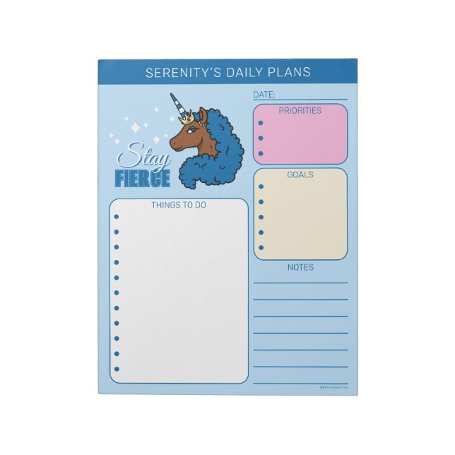 Blaues Afro Einhorn Notizblock (Rotiert)