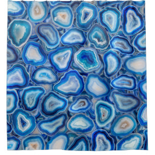 Blaues Agate Geodes-Kristall-Muster Duschvorhang