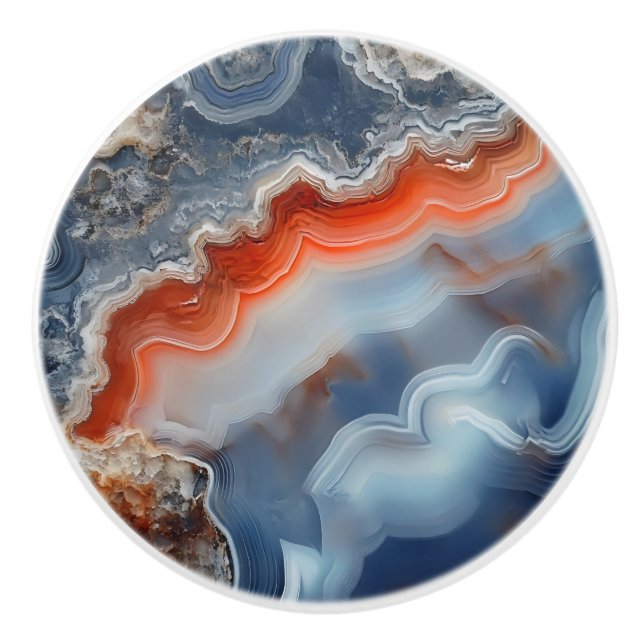 Blaues Agate-Muster Keramikknauf (Vorderseite)