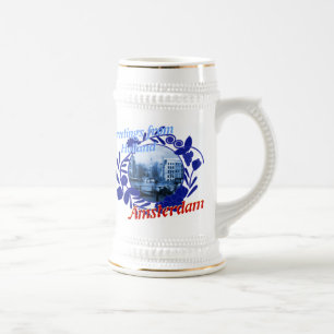 Blaues Amsterdam Holland Bier Stein Delfts Bierglas
